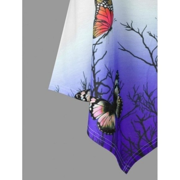 Blue Butterfly Blouse L - Picture 3 of 10